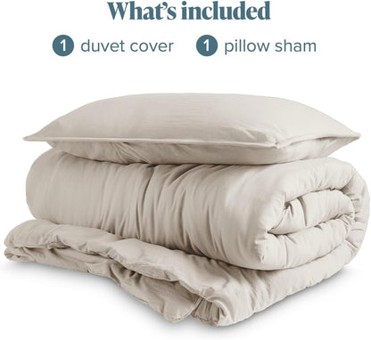 Microfiber Duvet Cover Set - Ultra Soft Washed Microfiber - Twin/Twin Extra Long - Linen-Like Look - Easy Care - Breathable Fabric - Our Softest Duvet Cover Set (Twin/Twin XL, Fog)