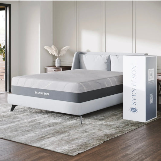 Sven & Son Harmony Adjustable Bed Base, Head and Foot Lift, Massage, Under-Bed Lights, USB, Gel Memory, Zero Gravity Smart Frame - Queen + 10 Inch Memory Foam